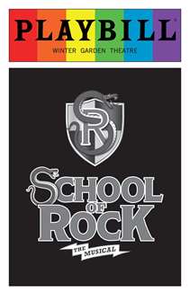 School of Rock - June 2016 Playbill with Rainbow Pride Logo 